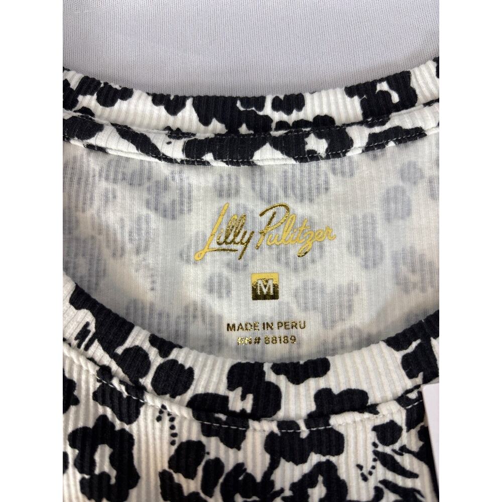 Lilly Pulitzer Alans Knit Top Let's Pawty Black White Leopard Print M - Picture 8 of 8